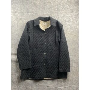 VTG Jones NY Sport Chore Barn Peacoat Womans Large Black Quilt Lined Country
